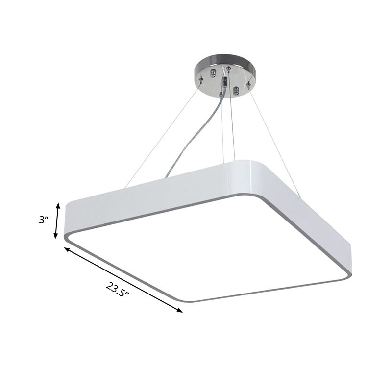 Iluminación colgante cuadrada de metal de 14 "/18" /23.5 "de ancho de ancho LED LED moderno LED LED NEGRO/Lámpara de techo plateado con difusor empotrado