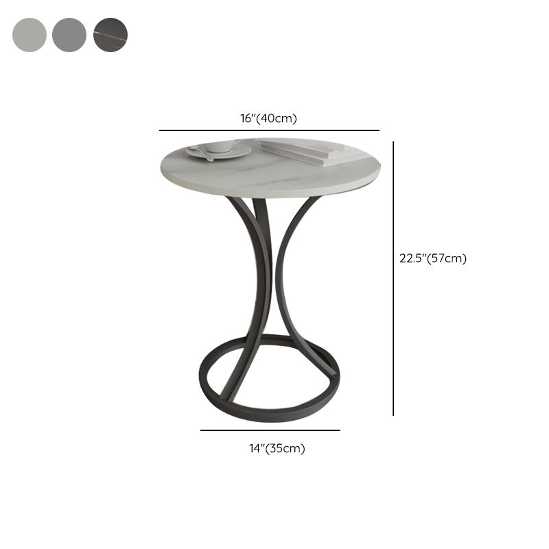 Modern Slate Round Side End Table Pedestal Table for Living Room