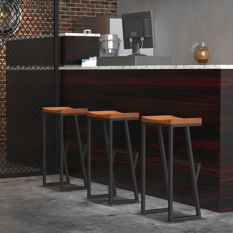 Industrial Rectangle Dining Stool Iron Footrest Bar Stool for Bristol