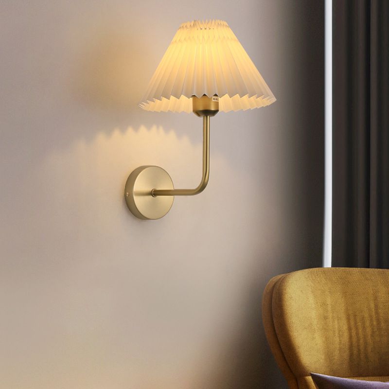 Contemporary Golden/Black Bathroom Vanity Light Fabric Shaded Wall Light Sconces