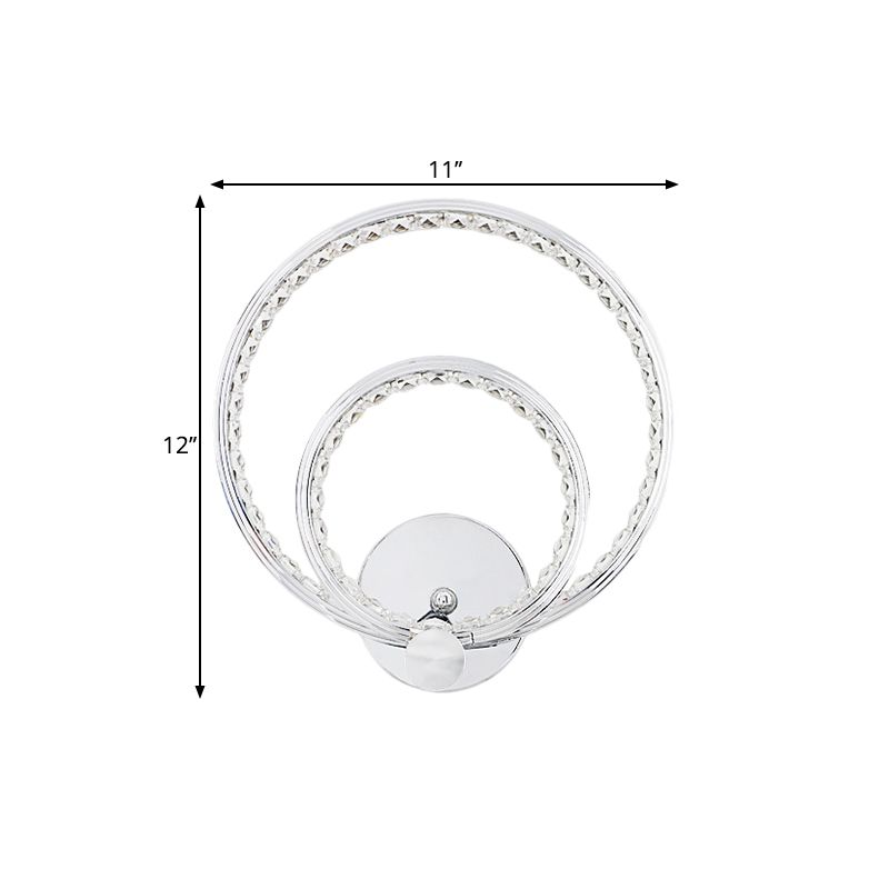 Simplicity LED Wall Mounted Lamp Chrome Dual Rings Wall Lighting Ideas with Metal Shade in Warm/White Light
