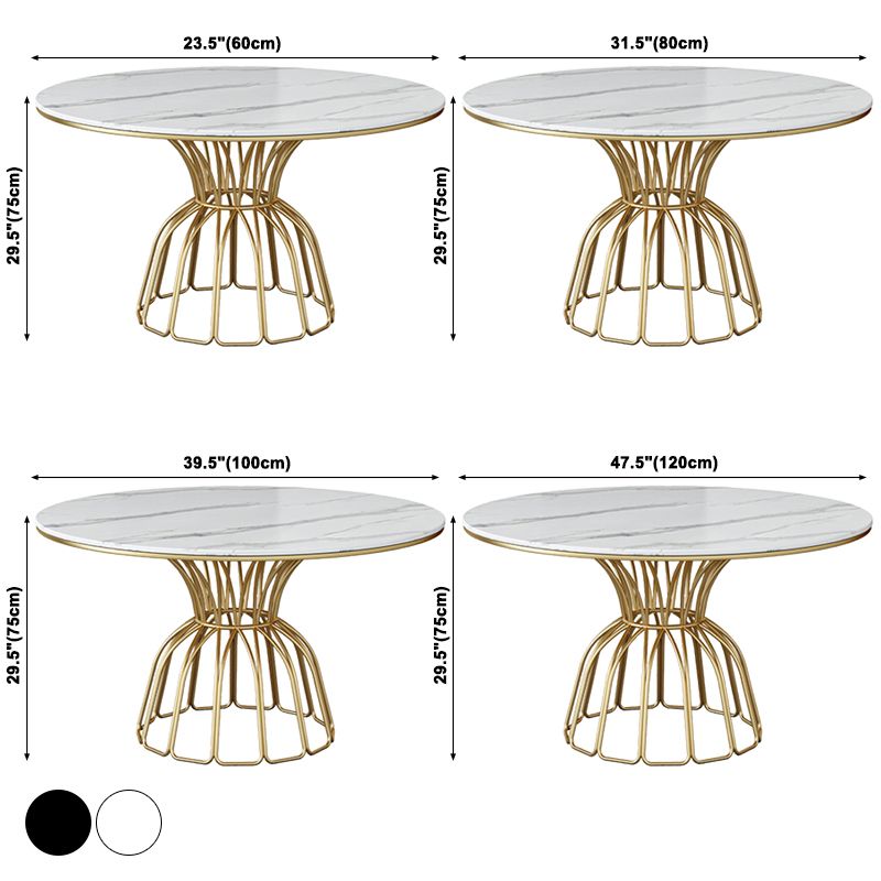 Contemporary Style Sintered Stone Dining Table Single Pedestal Base Round Table for Home
