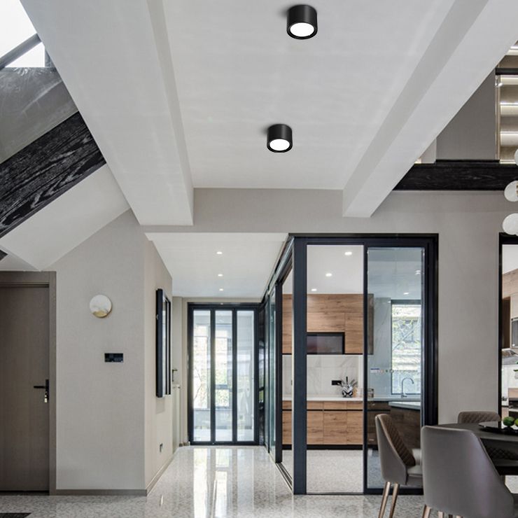 Plafonnier LED en forme de cylindre en fer moderne, 1 lumière, encastré pour couloir, salon
