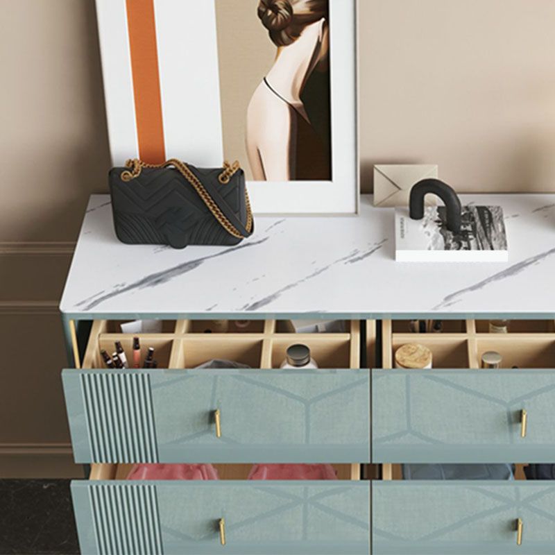 Modern Stone Top Dresser Horizontal Storage Chest with Drawer for Bedroom