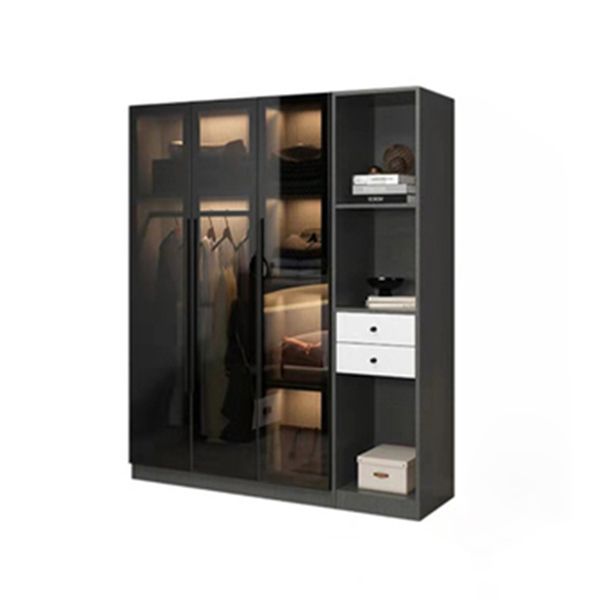 Contemporary Home Wardrobe Armoire Black Glass Wardrobe Cabinet