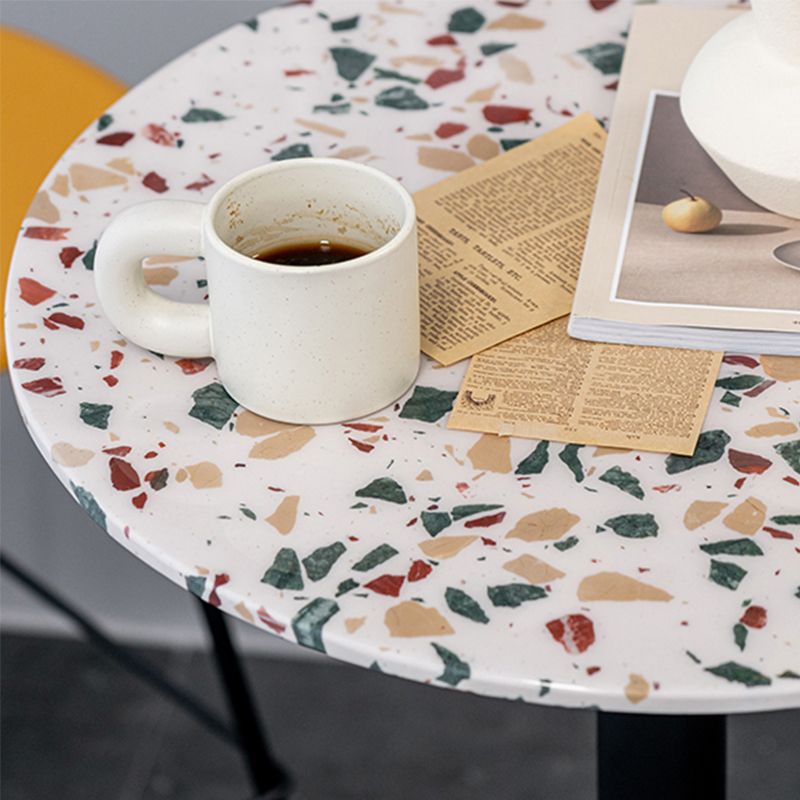 Industrial Bar Dining Table Fixed Bistro Bar Height Cocktail Table with Metal Base