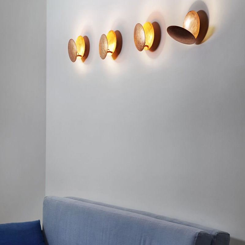 Rotatable LED Wall Sconce Post Modern Iron Round Wall Light in Gold