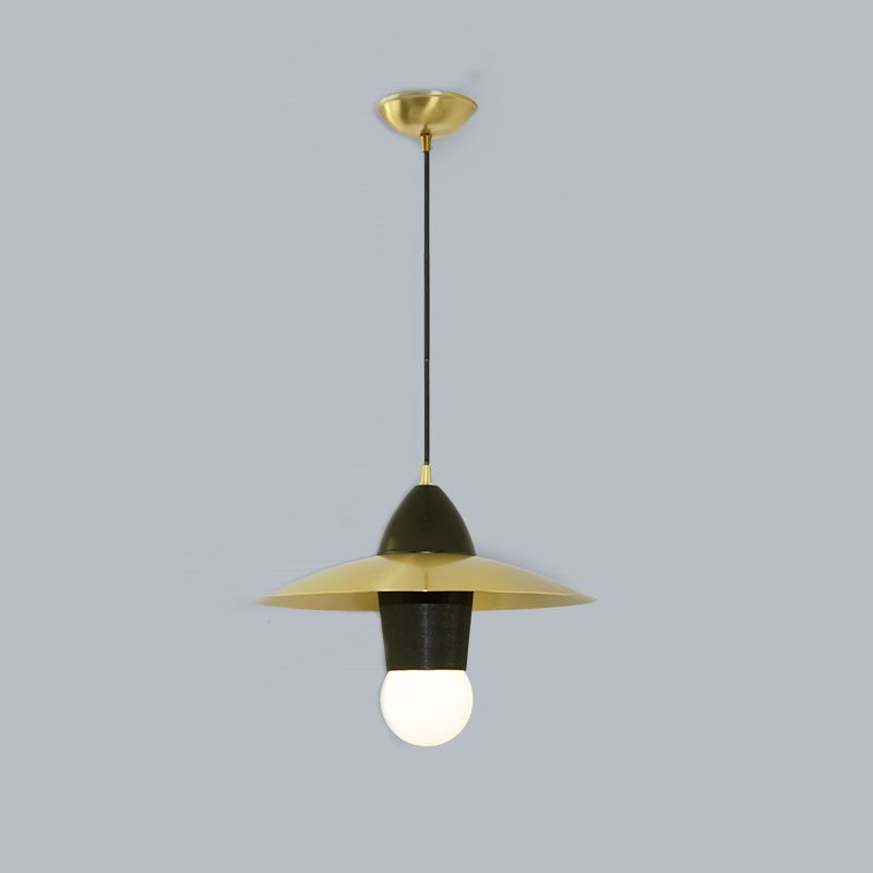 Robe épineuse suspendue pendante tissu du milieu du siècle 1-Light Room de salon plafond en noir et or