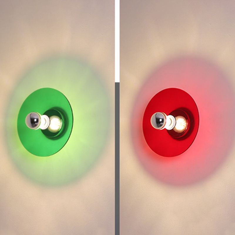 Round Wall Lighting Fixtures Modern Style Metal 1 Light Wall Lighting