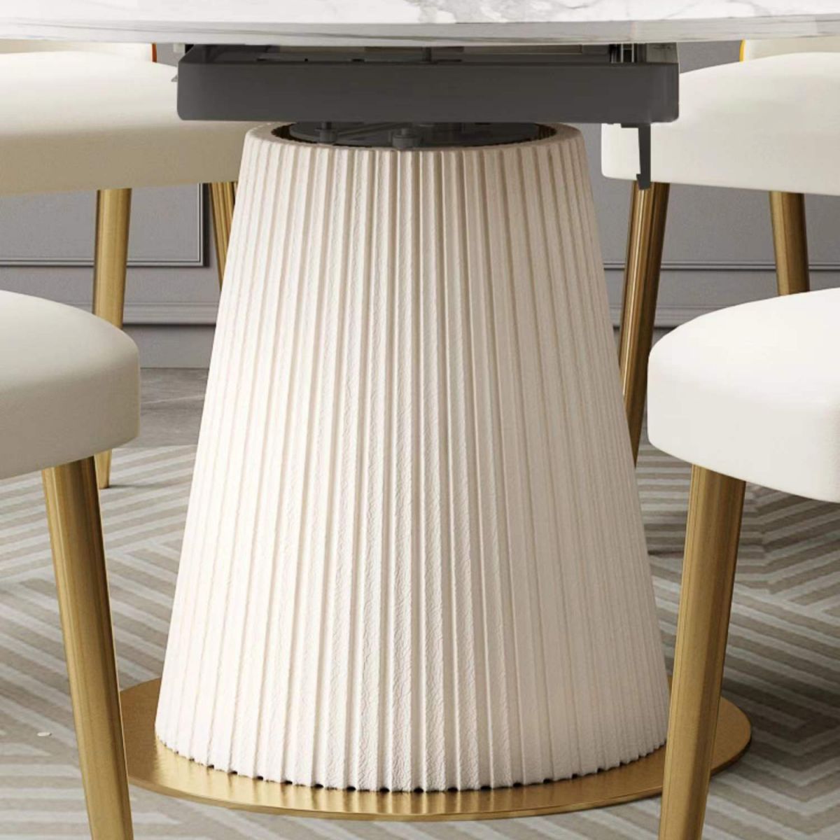 Nordic Glam Sintered Stone Round Table Set 1/4/7 Pieces Dining Set