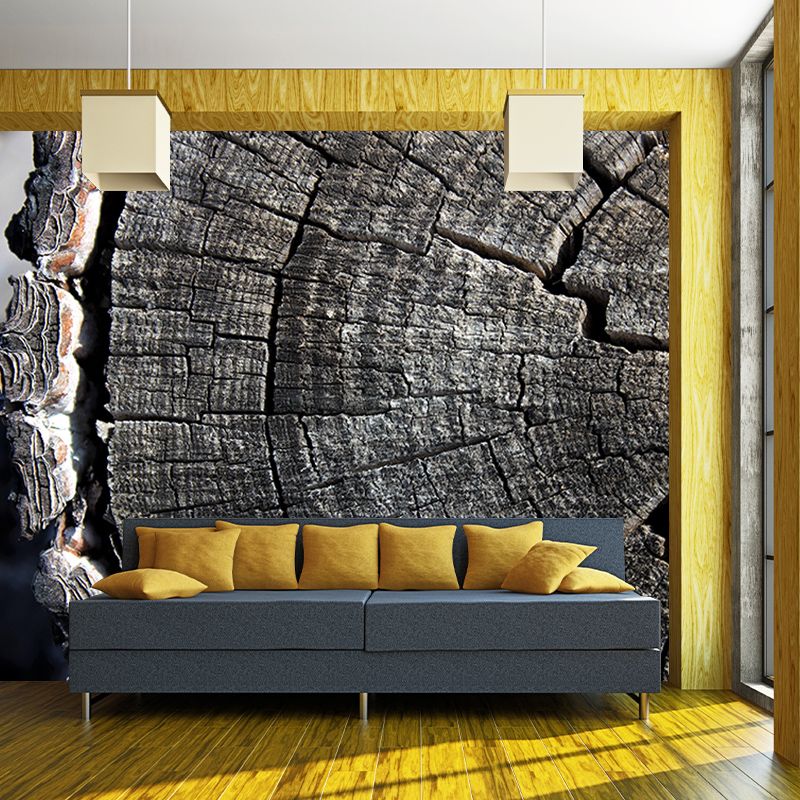 Industrial Style Wood Texture Mural Mildew Resistant for Bedroom