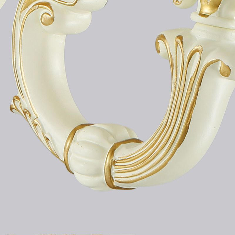 1-Light Wall Mount Lamp Retro Flower Frosted Glass Sconce Light with Carved Arm in White for Porch