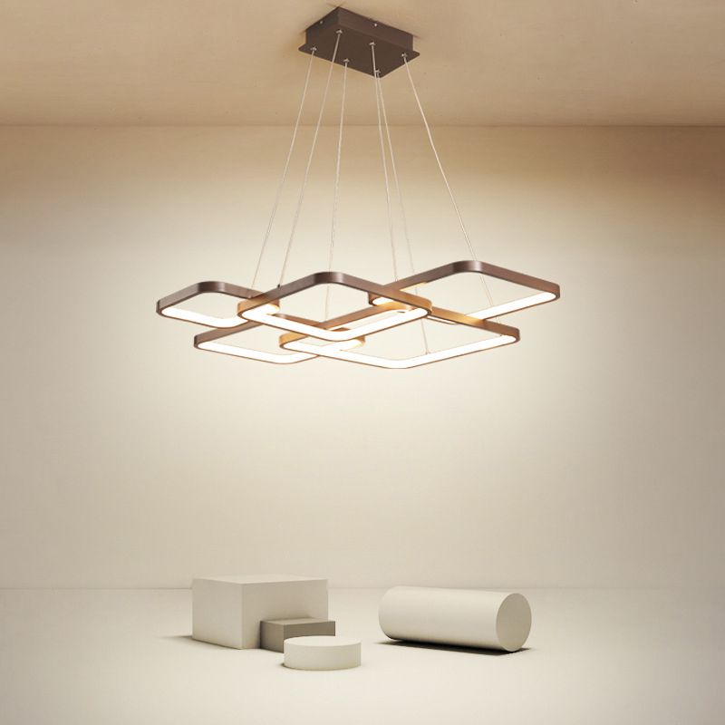 Brown Aluminum Hanging Pendant Lights Modern Hanging Lamps for Living Room