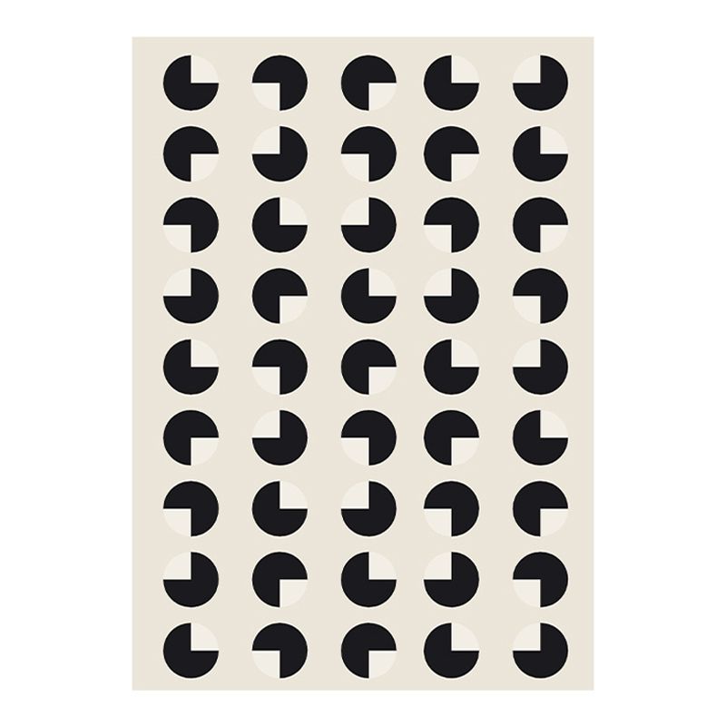Modern White Area Carpet Geometric Pattern Polyester Area Rug Non-Slip Backing Rug for Home Decor