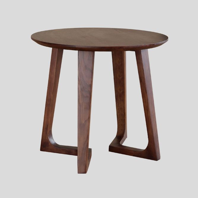Round Casual Dining Table Wood Color Fixed Table with Ashwood Solid Wood