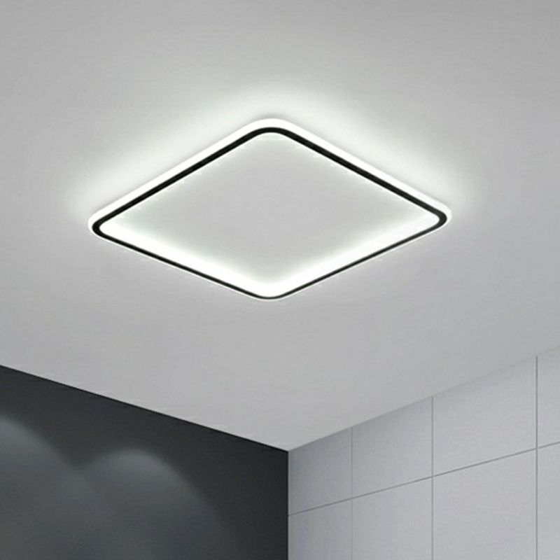 Ultrathin Square LED Flush Light Fixture Minimalist Acrylic Bedroom Ceiling Lamp in Black
