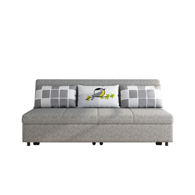 Contemporary Fabric Futon And Mattress, Storage Sleeper Sofa in Grey