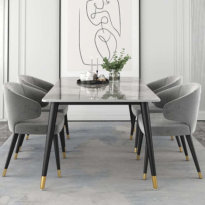 Metal and Stone Table Glam Style Simple Family Rectangular Dining Table