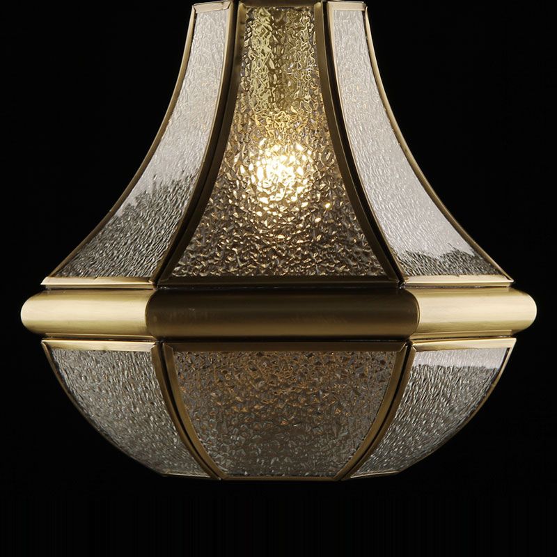 Lámpara de lámpara de semi descarga de 1 luz de bronce lámpara de techo de pera de vidrio con textura en forma de textura