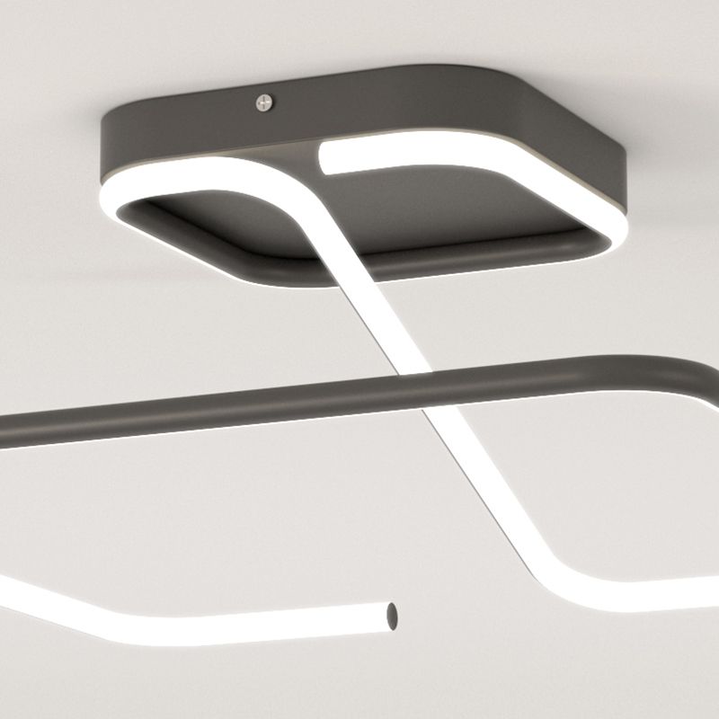 Line Shape LED Ceiling Lamp Modern Iron 1 Light Flush Mount for Study Bedroom