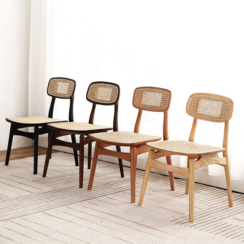 Chaises en bois d'hévéa de style tropical, cuisine, salle à manger, chaise latérale à dossier ouvert