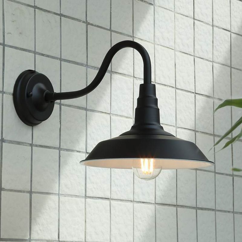 1-Light Wall Sconce Industrial Outdoor Sconce Lighting With Metal Shade