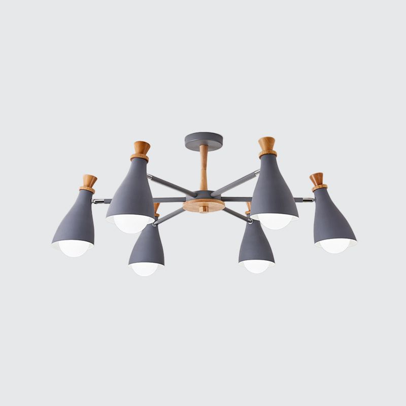 Woonkamer halve fles kroonluchter 6/8 koppen metaal macaron loft snoep gekleurd hanglamp in grijs/wit