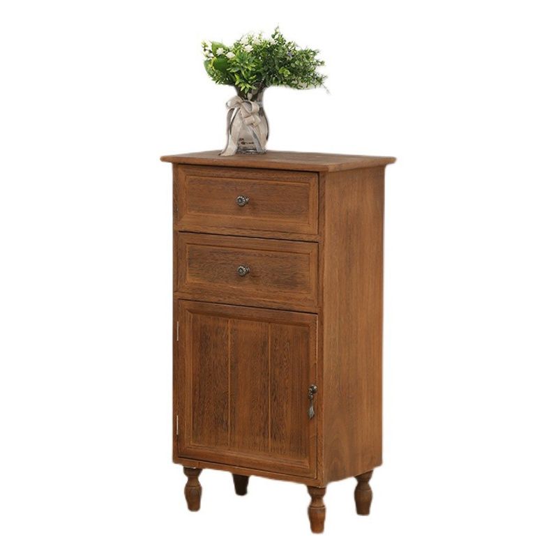 Industrial Turned Legs Accent Cabinet with Door and Drawers Storage Cabinet