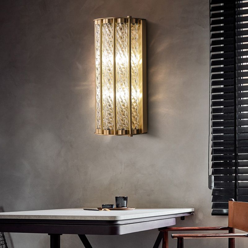2 - Light Solid Brass Wall Mount Clear Glass Shade Contemporary Wall Light