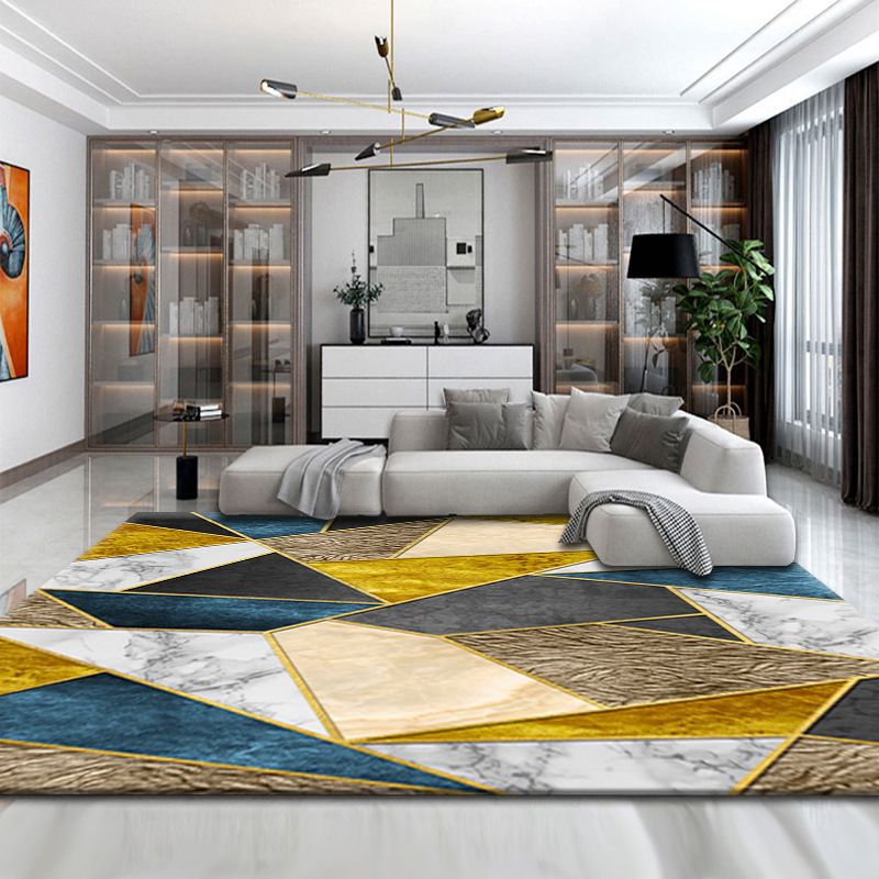 Gray Modern Rug Polyester Abstract Print Rug Non-Slip Backing Rug for Home Decor