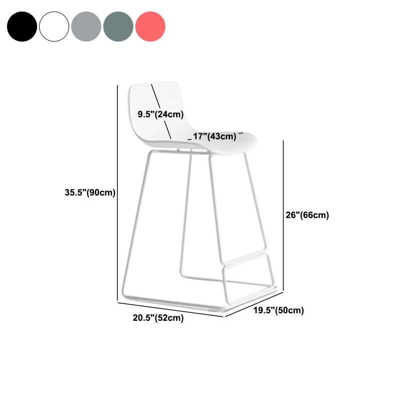 Scandinavian Low Back Counter Stool Plastic Armless Counter Chair