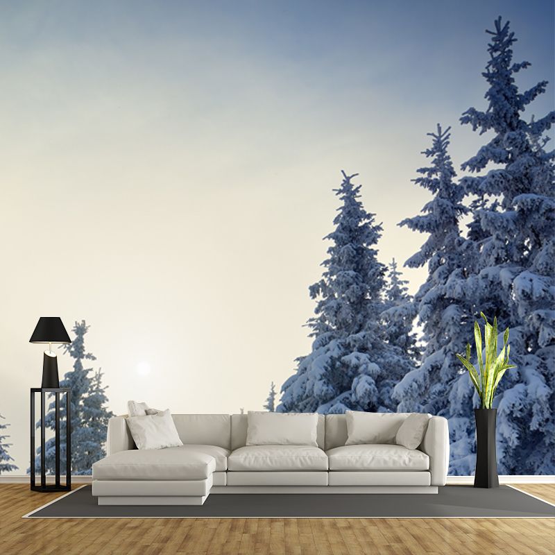 Cypress with Thick Snow Mural Modern Waterproofing Bedroom Wall Art, Made to Measure