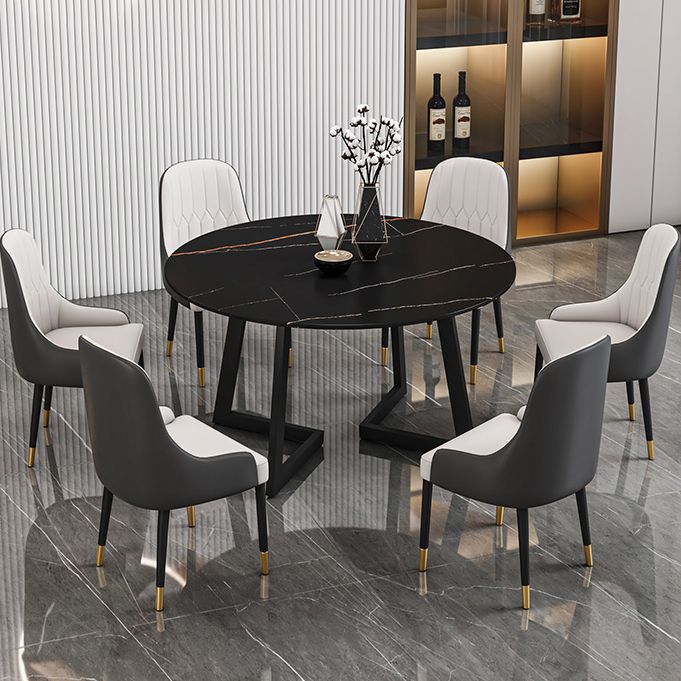 Tavolo da pranzo in pietra sinterizzato glam tavolo da pranzo da cucina standard con doppia base di piedistallo