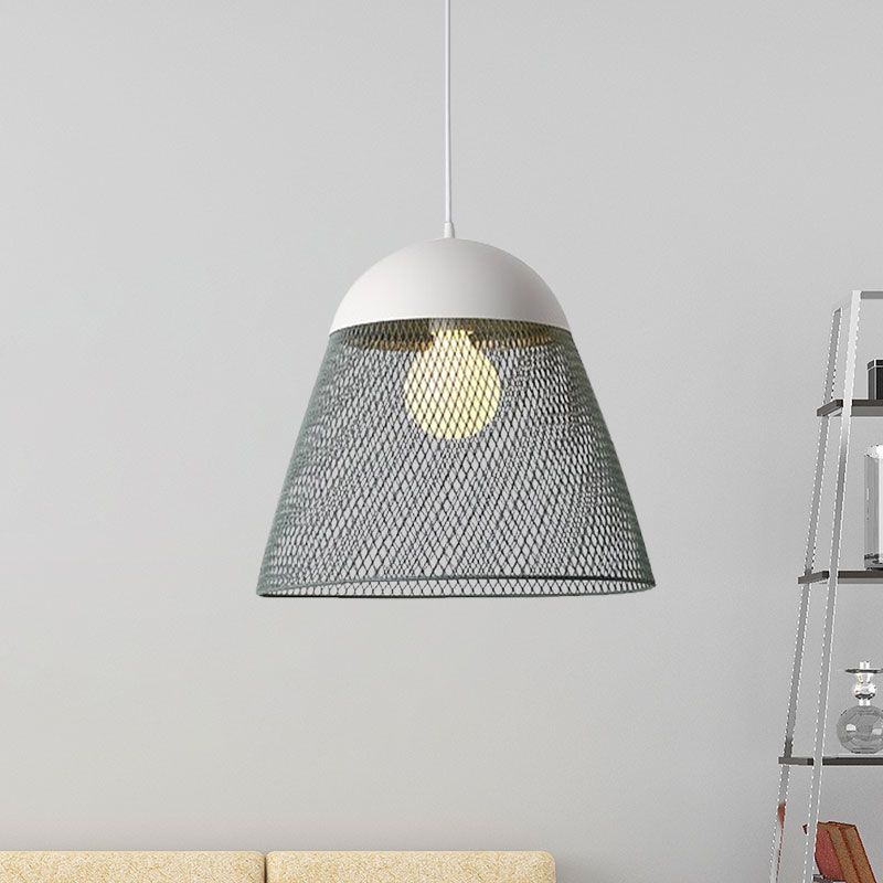 1 Bulb Wire Mesh Pendant Lamp with Dome Shade Metallic Nordic Living Room Suspended Light in Blue/Green/Orange