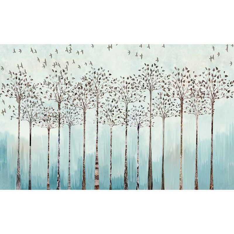 Tree in Line Drawing Mural Modern Waterproof Bedroom Wall Covering, Personalized Size