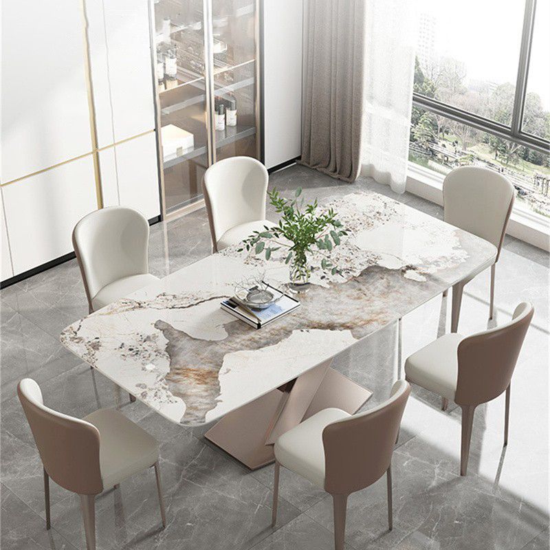 Modern Metal Dining Set 1/2/5/7 Pieces Rectangle Dining Table Set