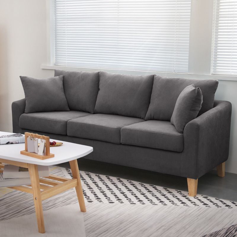 Scandinavian Pillow Top Arm Sofa with Sewn Pillow Back for Apartment