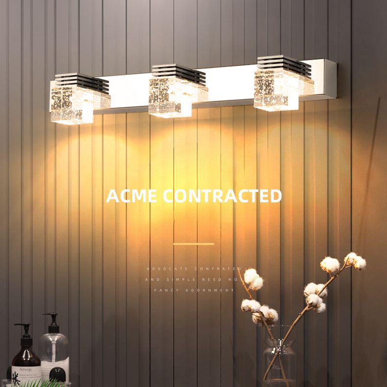 Modern Minimalist Style Cubic Vanity Wall Light Fixtures Crystal Vanity Mirror Lights for Bathroom