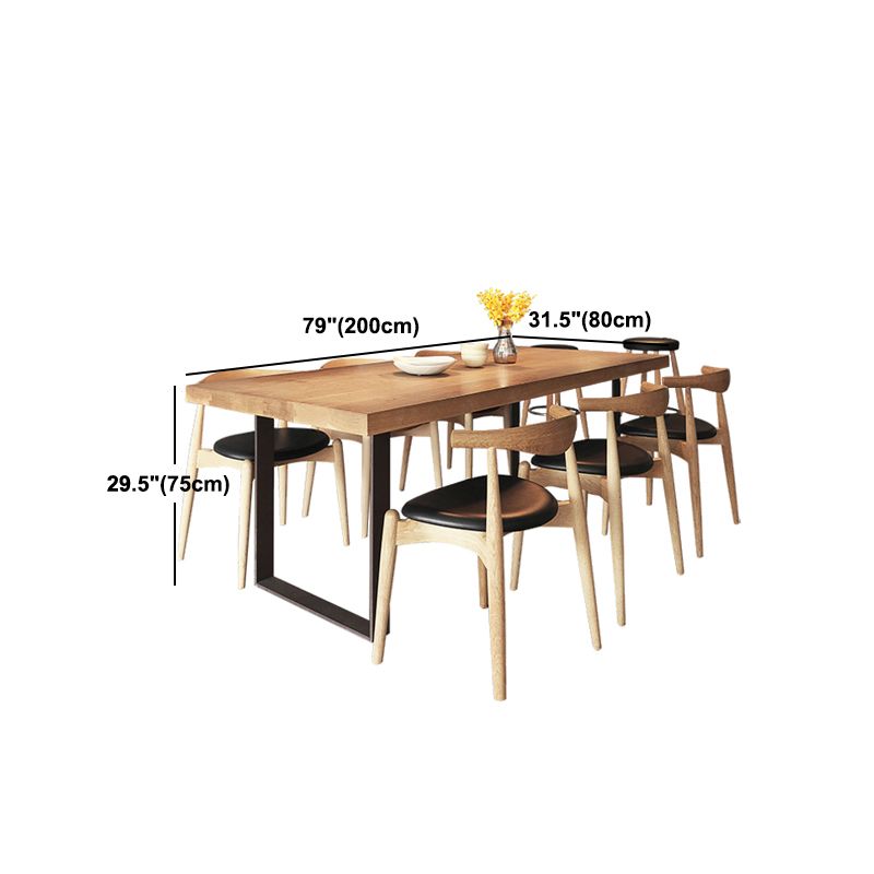Solid Wood Dining Table Industrial Rectangle Table with Sled Base