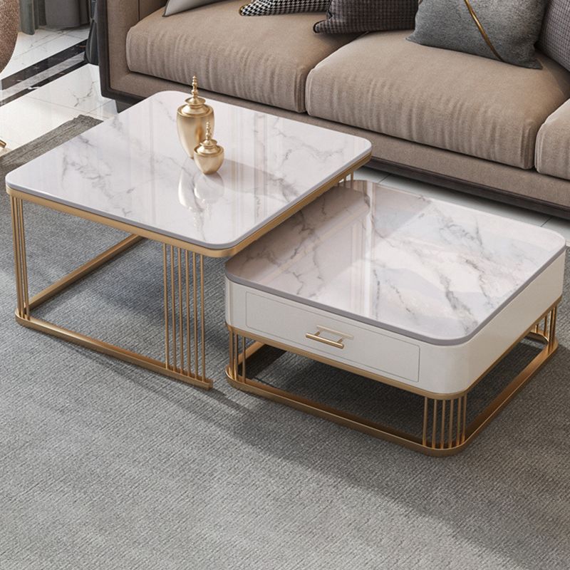 Frame Base 2 Nesting Coffee Table with Storage Metal Coffee Table Set