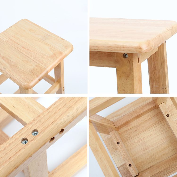 Taburete de bar sin respaldo moderno sin brazos de madera para el hogar con asiento y pedal de madera