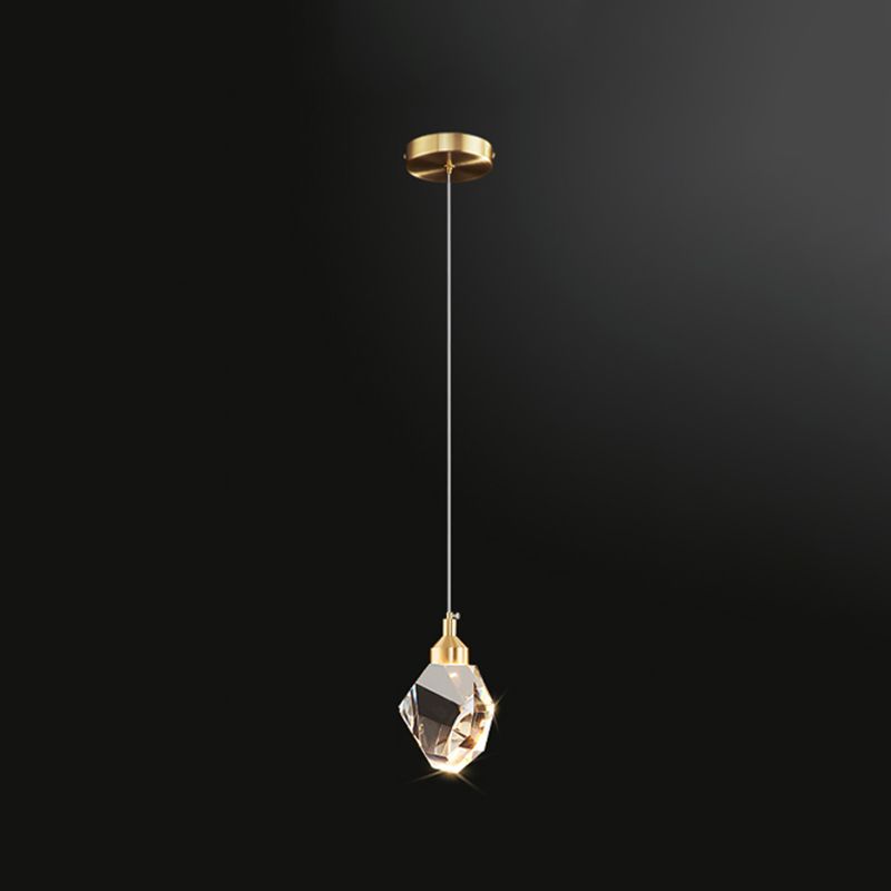 Lampe suspendue géométrique en cuivre dans un pendentif en cristal de style artistique moderne pour chambre à coucher