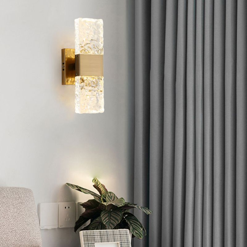Crystal Shade Wall Light Sconce Modern Rectangle Shade Wall Lighting for Bedroom