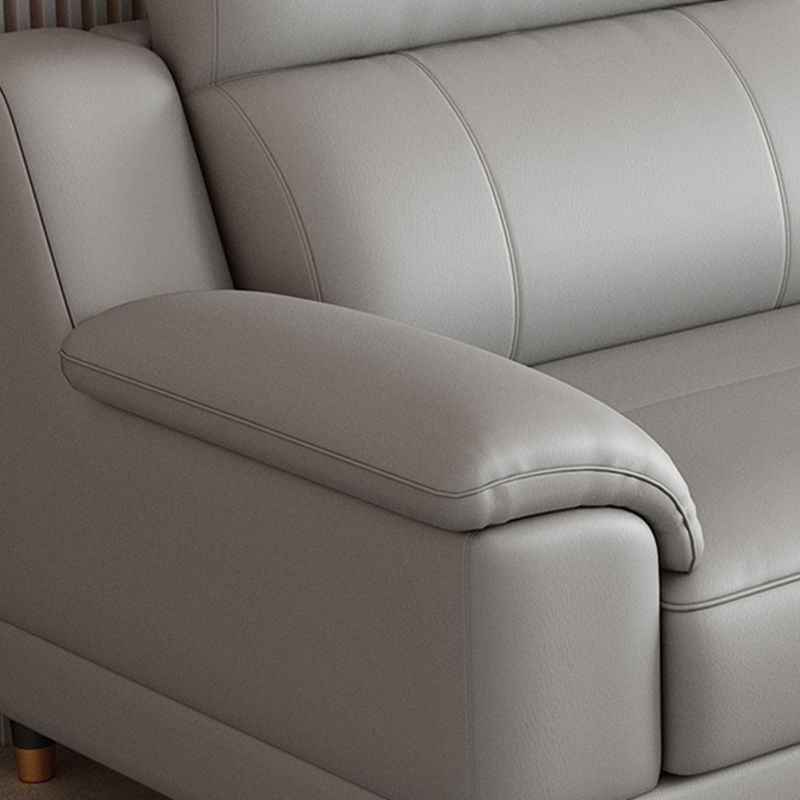 Light-grey Contemporary Sofa Genuine Leather Living Room Sofa & Chaise