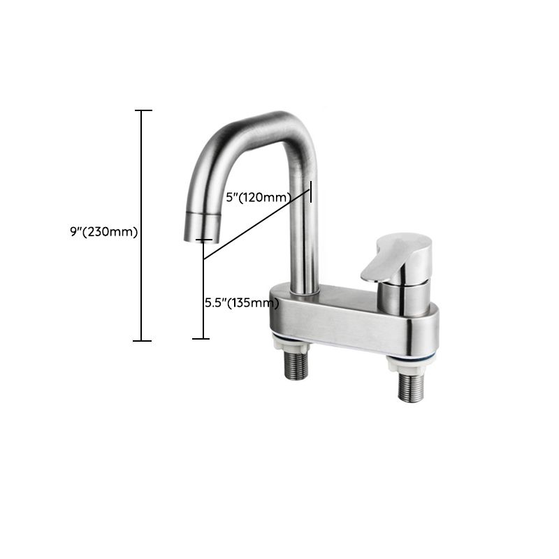 304 Stainless Steel Center Faucet Bathroom Single Handle Hot and Cold Vanity Sink Faucet
