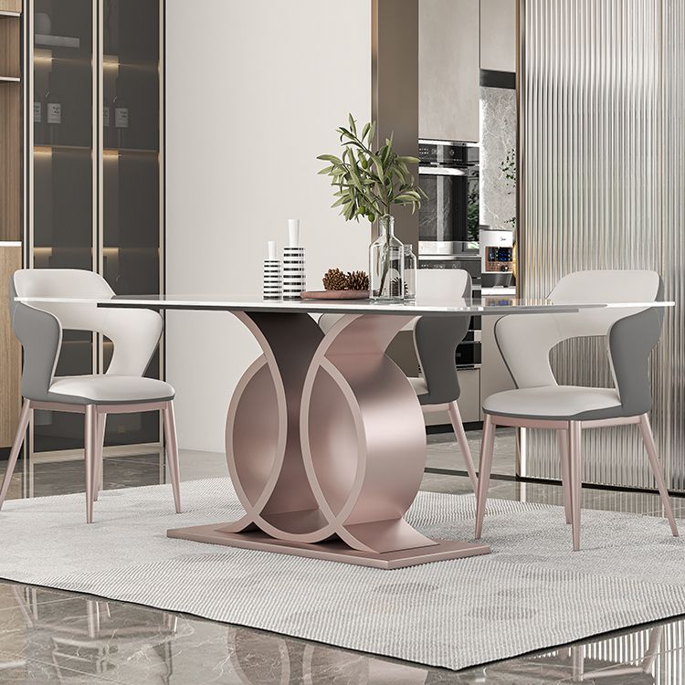 Nordic Glam Rectangle Sintered Stone Dining Table Set 1/4/5/6/7 Pieces Set