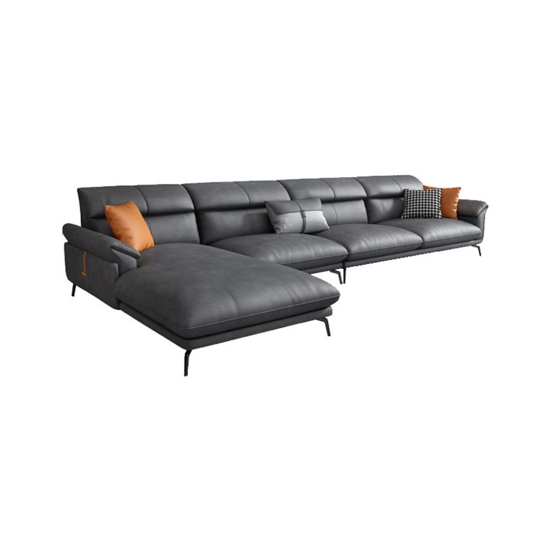 Modernism Flared Arm Sectional 4-Seater Faux Leather Sectional