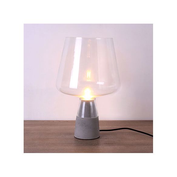 Open-Top Table Lamp Modern Grey/Brown/Clear Glass 1 Light Reading Night Table Light with Cement Base, 8"/10" Wide