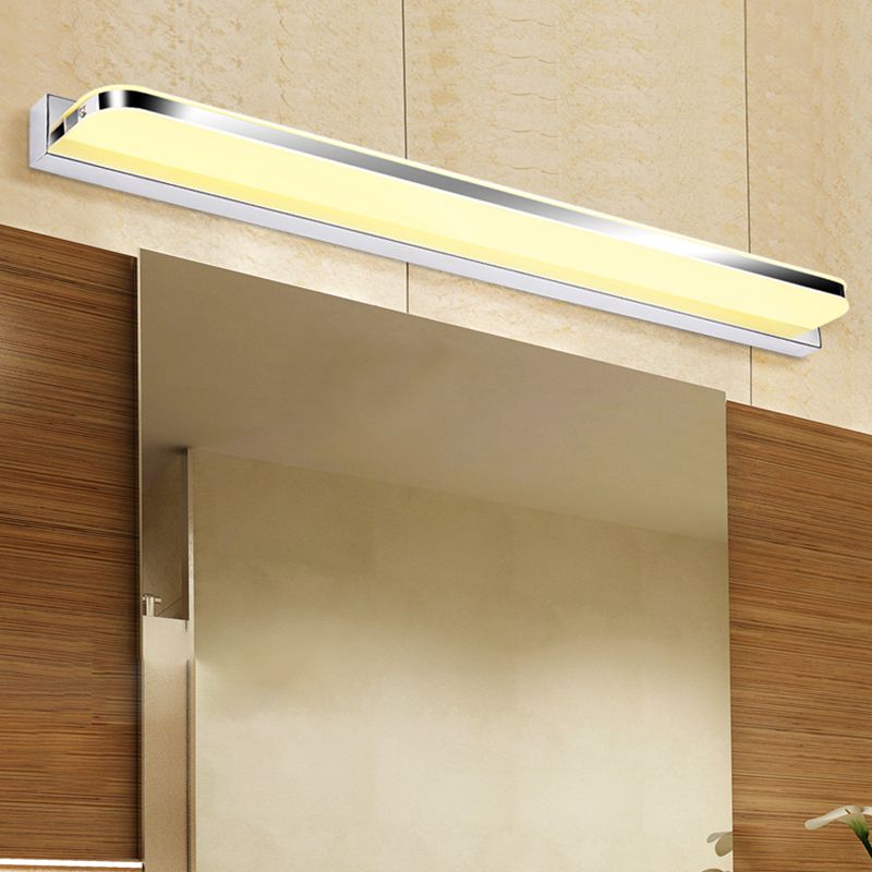 Contemporary White Single Bathroom Vanity Light LED Metal Bath Bar