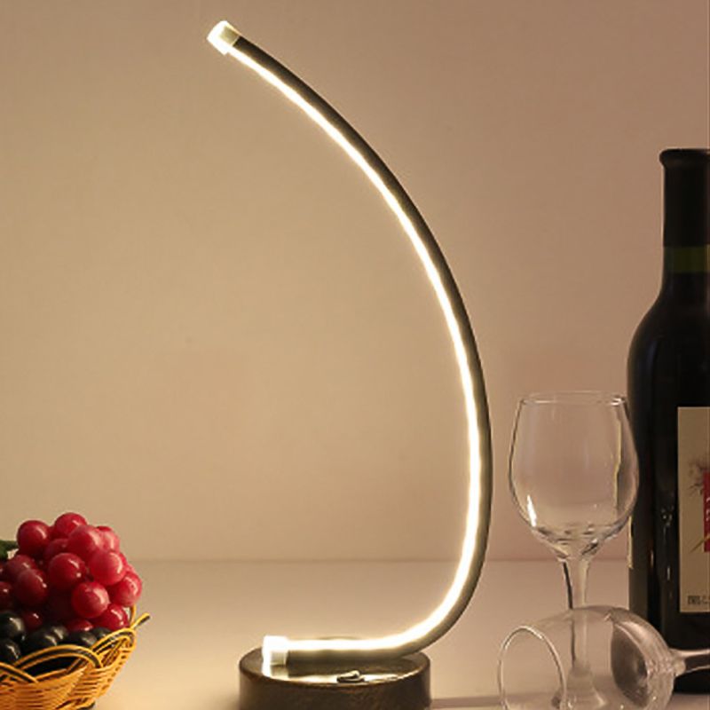 1 lampada da comodino lineare leggero lampade in metallo metallico contemporaneo in nero
